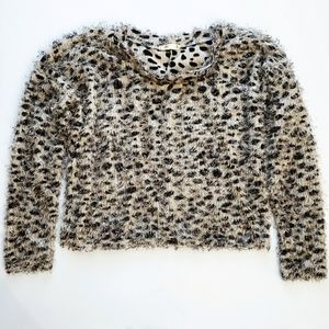 Twenty Six Fuzzy Dalmatian Longsleeve Crop Top